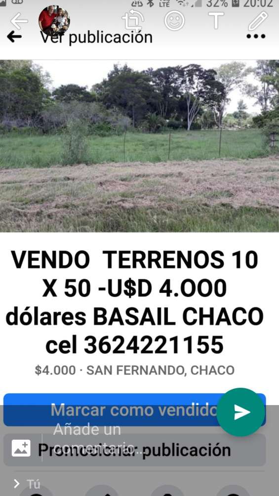 Vendo terrenos 10 x 50 basail chaco 4.000 dolares en Basail